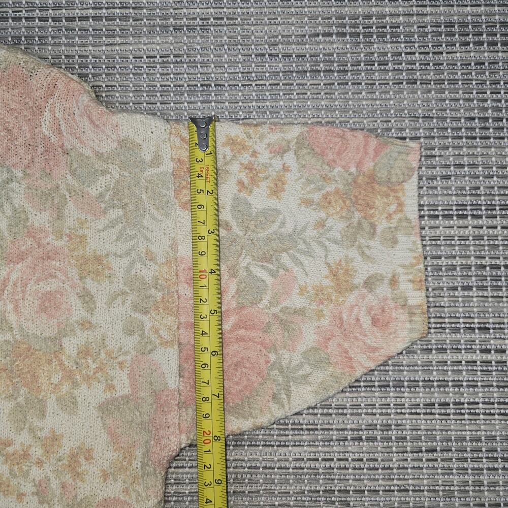 United States Sweaters Knit Top Medium Beige Pink VTG Victorian Antique Floral - Picture 8 of 11